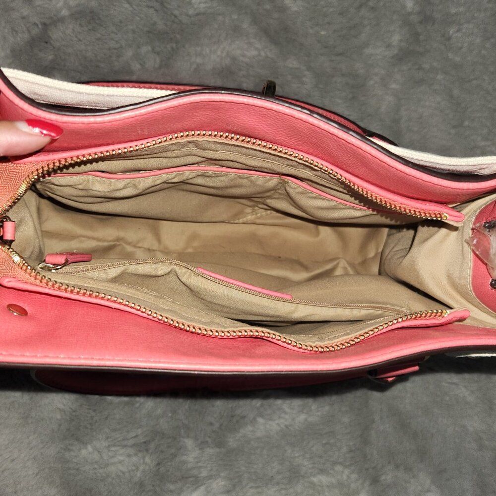 Hot Coral Pink Satchel Purse/ Tote - Picture 8 of 10